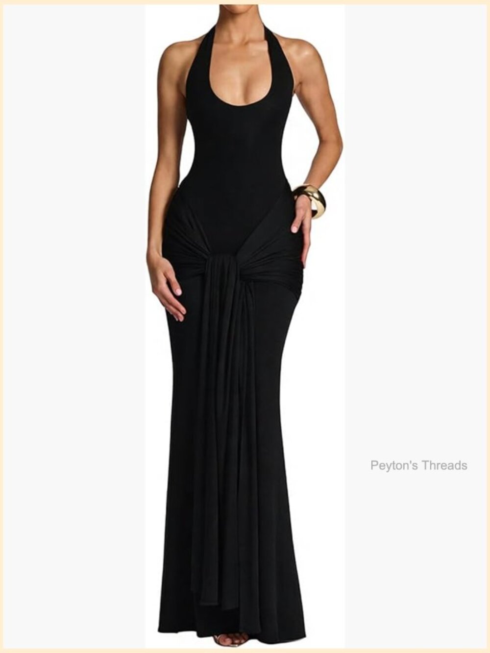 Sleeveless Halter Ruched Bodycon Maxi Dress Formal Evening Gown